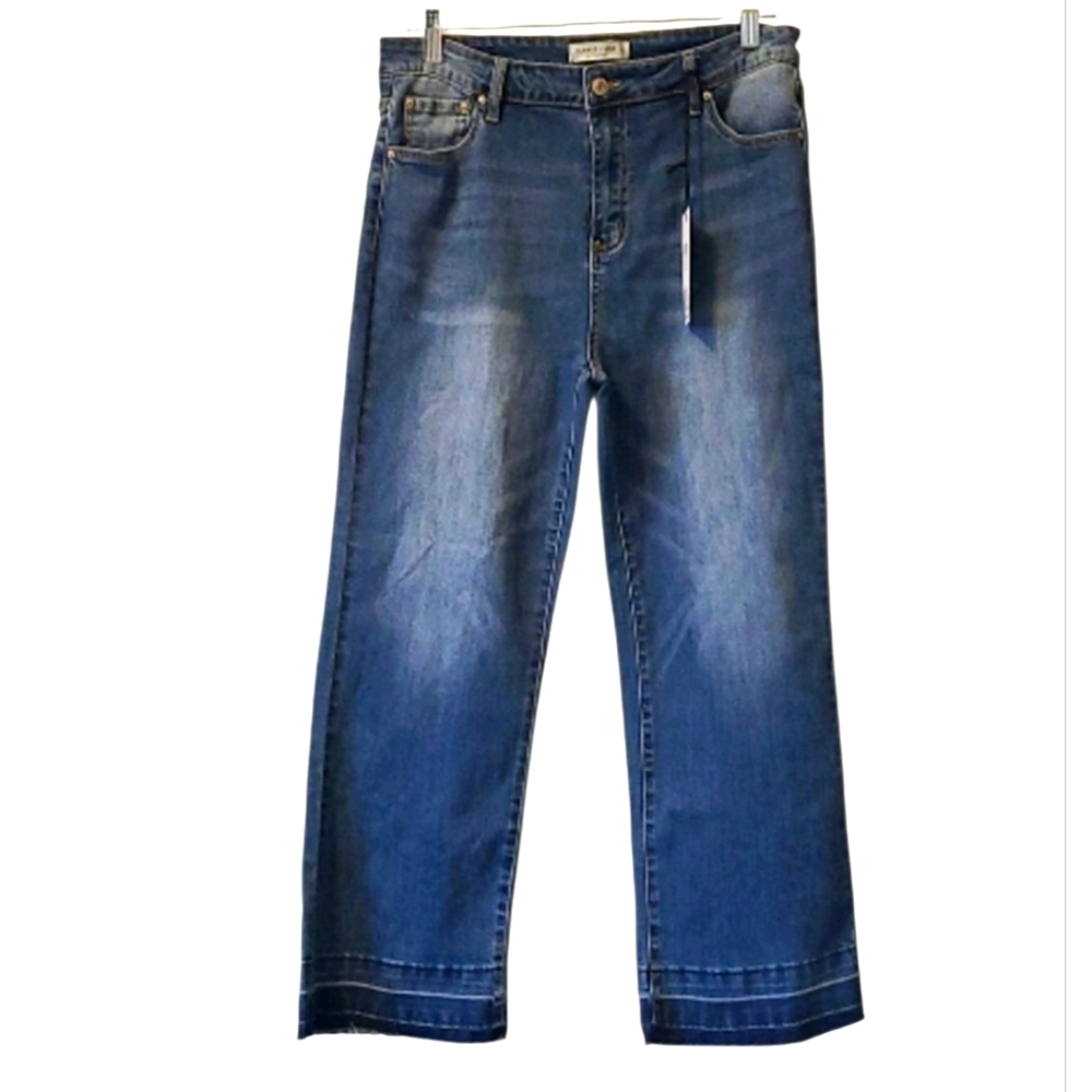 HAMMER Cropped Raw Hem Wide Leg Zip Fly Distressed Jeans Size 11 NWT